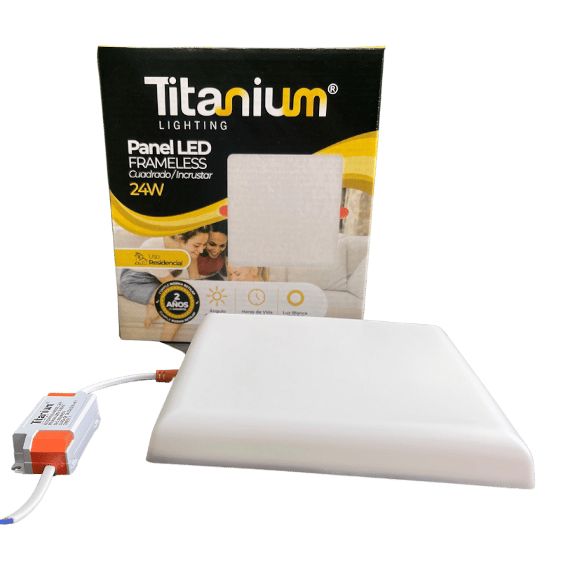 Panel LED frameless titanium 24W blanco cuadrado 6500K incrustar