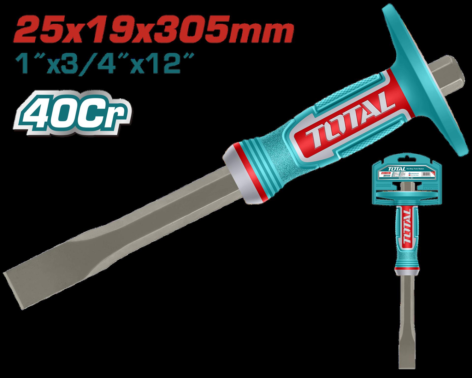 Cincel plano 1" x 3/4" x 12" con protector industrial super total (THT4532519)