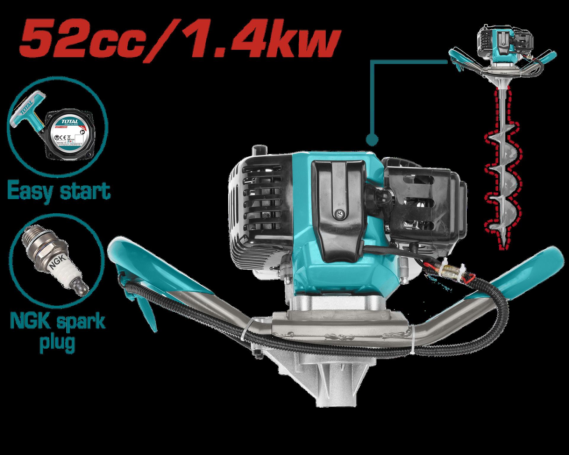 Ahoyador 52CC 1.4KW a gasolina 2 tiempos sin barreno super total (TEA55221-1)
