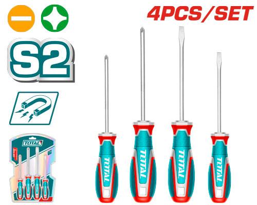 DESTORNILLADOR CROMO VANADIUM JUEGO X 4 PZS INDUSTRIAL TOTAL (TKSDS0426) Item: 23896