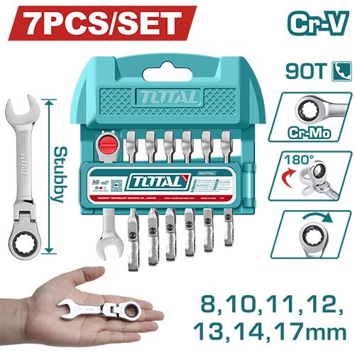 LLAVE MIXTA CON RACHE FLEXIBLE 8 - 17MM JUEGO X 7 PZS CORTA TOTAL (THT103RK676) Item: 24027