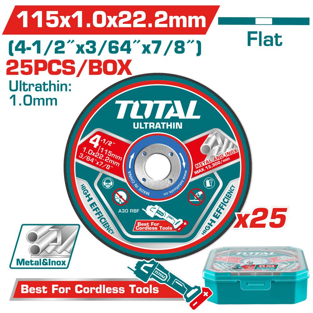 DISCO CORTE METAL/ACERO INOXIDABLE 4-1/2"" (PQT POR 25 UNDS) TOTAL (TAC1025115) Item: 23920