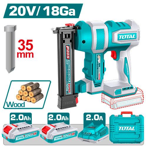CLAVADORA INALAMBRICA MADERA 35MM 20V INCLUYE 2 BATERIAS 2.0AH , CARGADOR Y ACCESORIOS INDUSTRIAL SUPER TOTAL (UTCBNLI20686) Item: 23847