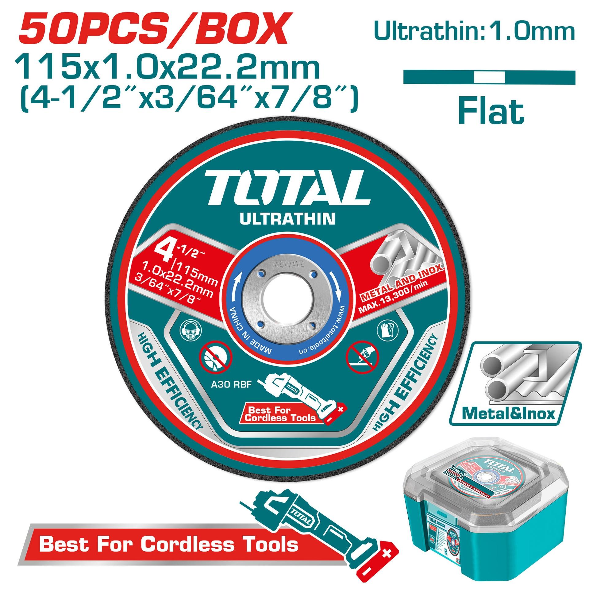 DISCO CORTE METAL/ACERO INOXIDABLE 4-1/2"" SUPER TOTAL(PQT POR 50 UNDS) (TAC1050115) Item: 23895