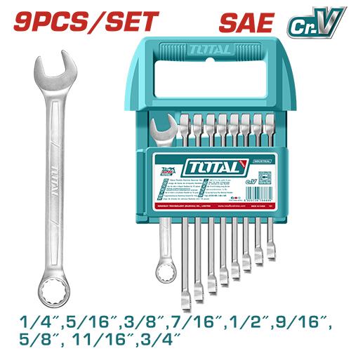 LLAVE MIXTA 1/4"" - 3/4"" JUEGO X 9 PZS INDUSTRIAL SUPER TOTAL (UTHT103296) Item: 23841