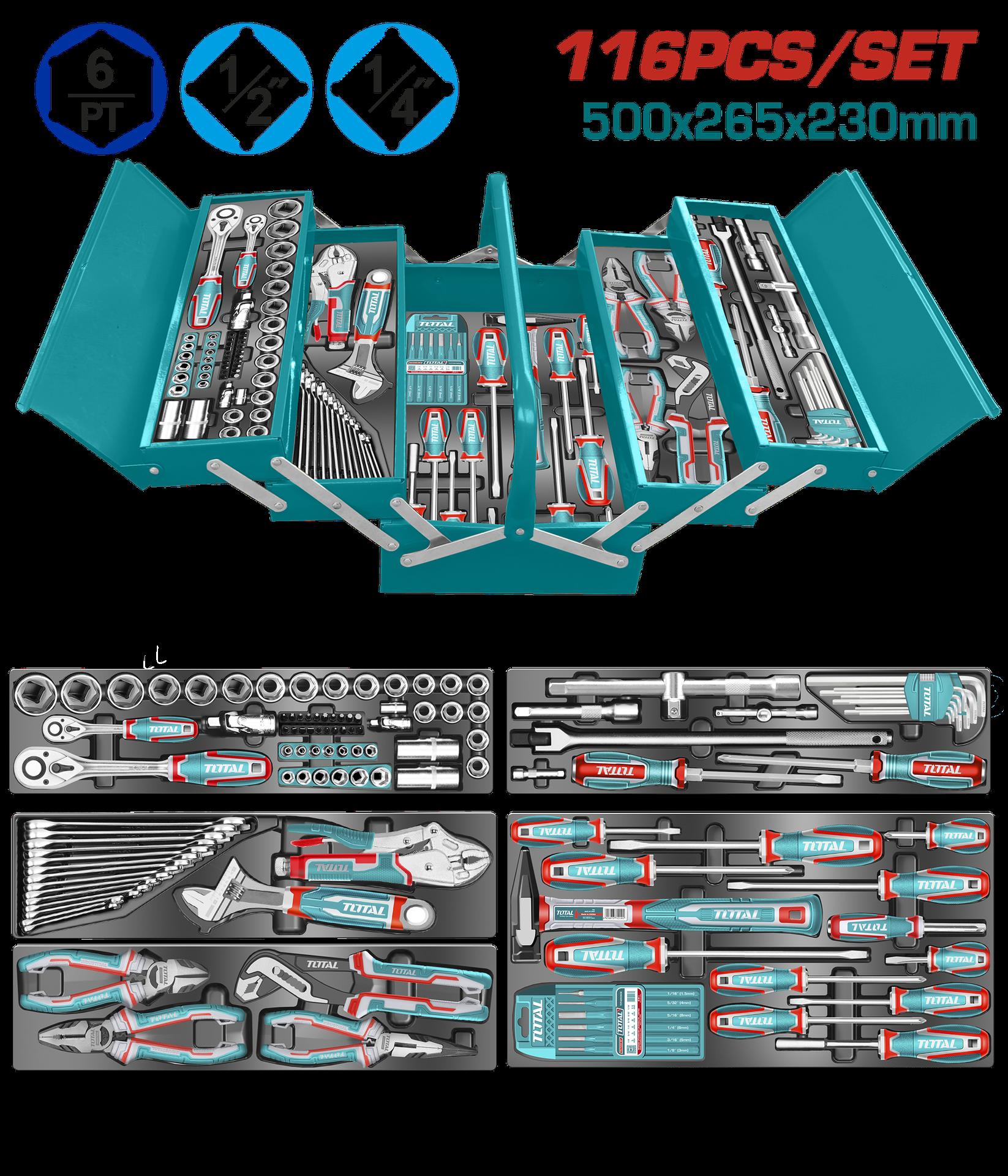 CAJA HERRAMIENTAS INCLUYE 116 PZS INDUSTRIAL METALICA TOTAL (THTCS351167) Item: 23672