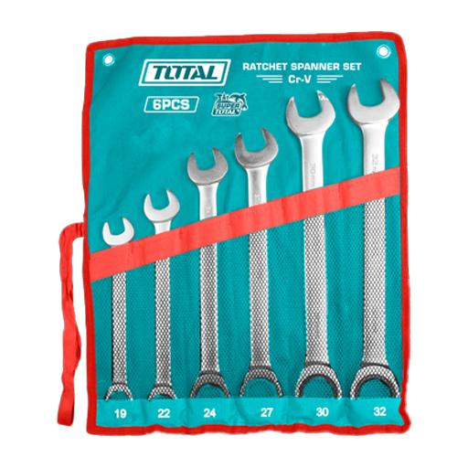 LLAVE MIXTA CON RACHE JUEGO X 6 PZS 19-32MM CRV INDUSTRIAL SUPER TOTAL (THT102RK061) Item: 22443