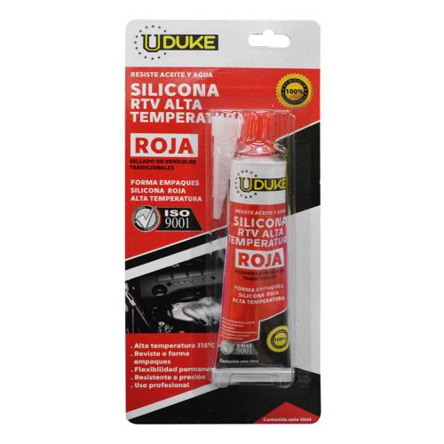 Silicona uduke 50 ml rtv roja alta temperatura automotriz