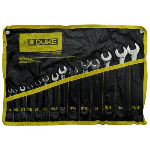 Llave mixta juego x 14 pcs (1/4-13/16) cr/v uduke