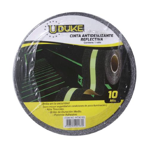 Cinta adhesiva antideslizante 2 x 10 mts reflectiva negra uduke
