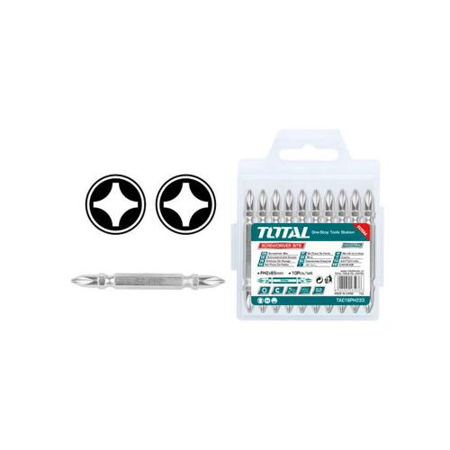 Puntas taladro industrial doble punta (+) (+) juego x 10 pzs total (TAC16PH233)