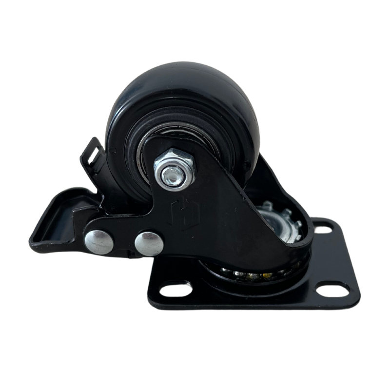 Rodachin 1 1/2 plano negro con freno giratorio 40MM 70KG