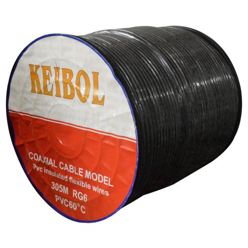 Cable coaxial RG6 negro keibol carreto x 305 mts (HT10083)