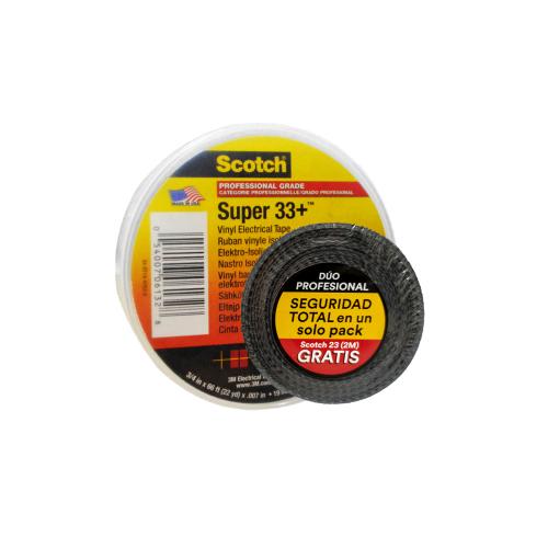 Cinta aislante 3M scotch super 33 grande 19 mts + cinta autofundente 23 x 2MTS gratis (40140)