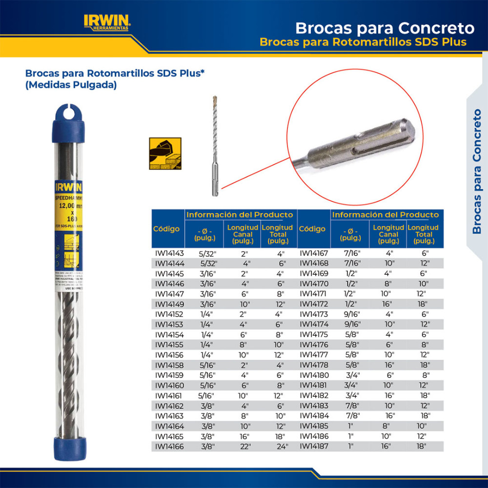 Broca SDS plus irwin 5/16 x 4 (IW14158)