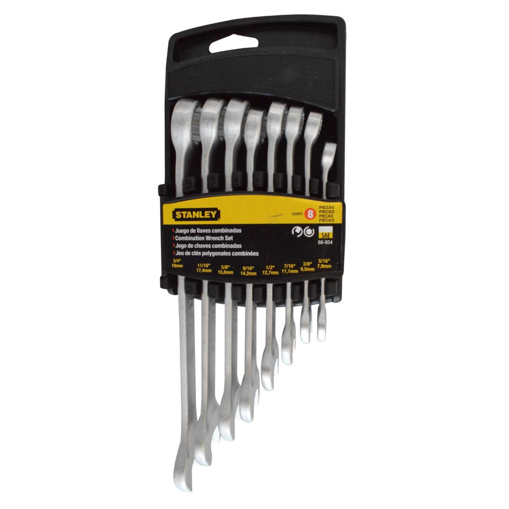 Llave mixta stanley juego x 8 pulg (5/16-3/4 (88-854)