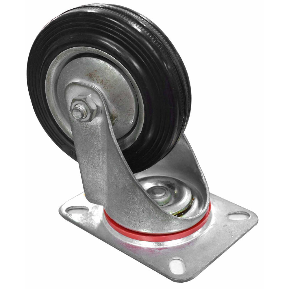 Rodachines 4 plano negro caucho con rin 100MM 70KG (individual) (HT20433/HT40243)
