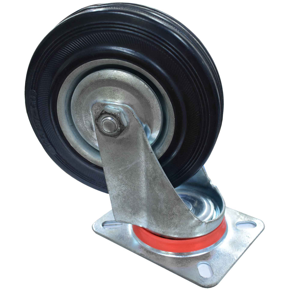 Rodachines 5 plano negro caucho con rin 125MM 150KG (individual) (HT40244)