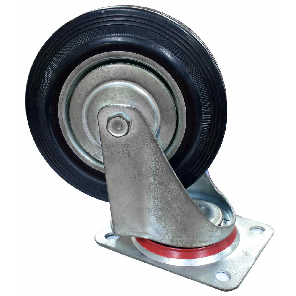 Rodachines 6 plano negro caucho con rin 160MM 150KG (individual) (HT40245)