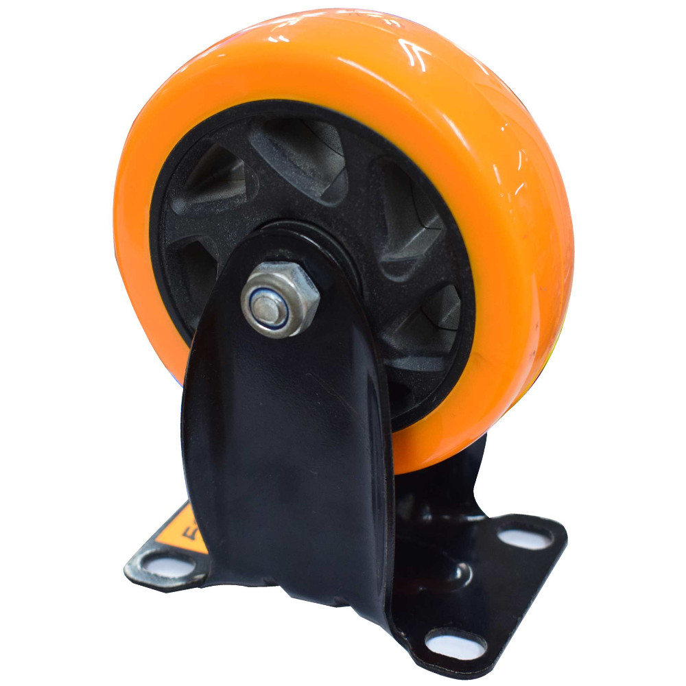 Rodachines 4 plano naranja pesado fijo 100MM 120KG (individual) (RFNF100)(HT30090)