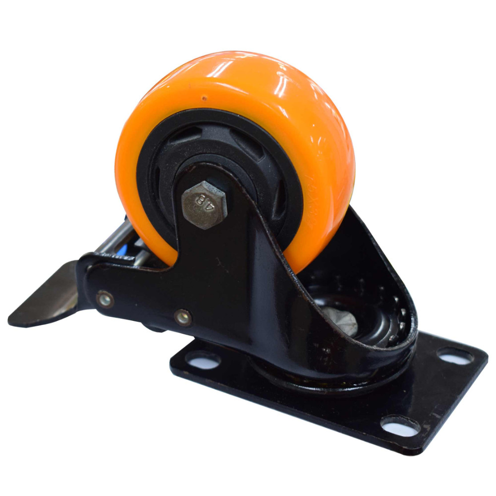 Rodachines 3 plano naranja con freno giratorio 75MM 100KG (individual) (HT40090)