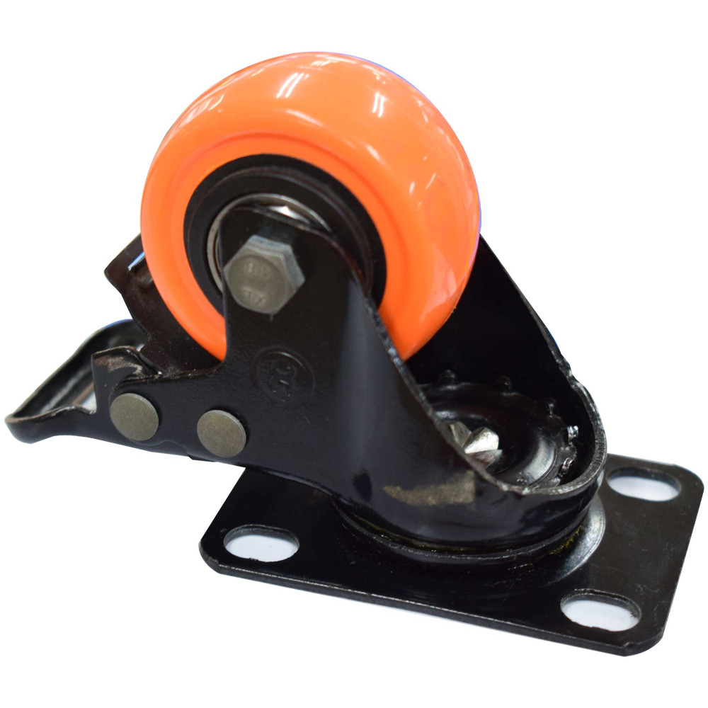 Rodachines 2 plano naranja con freno giratorio 50MM (50KG (individual) (HT40088)