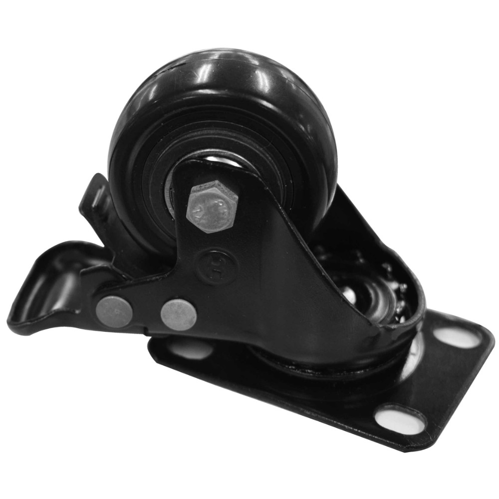 Rodachines 2 plano negro con freno giratorio 50MM 80KG (individual) (HT80020)