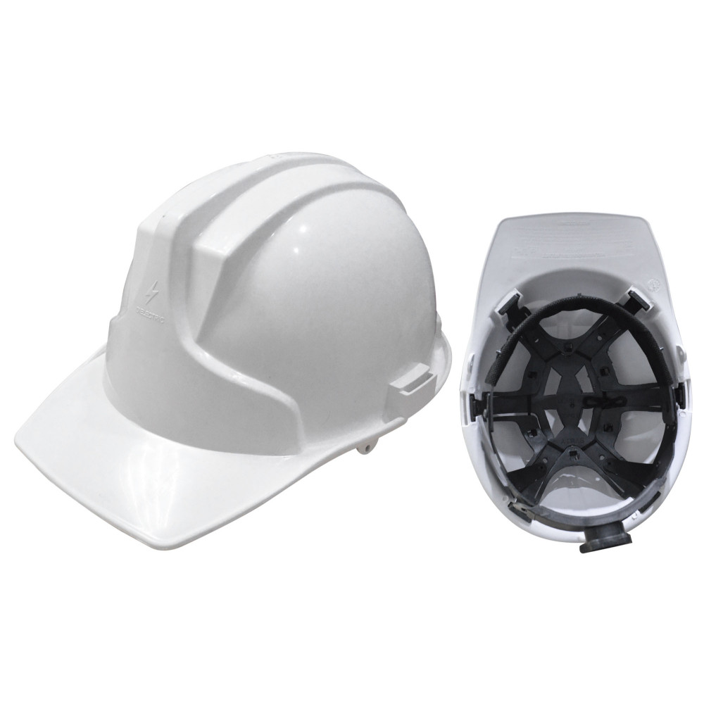 Casco construccion profesional blanco rachet (con normas-dielectrico