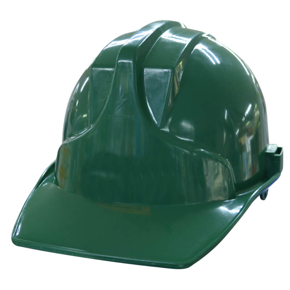 Casco construccion profesional verde (con NORMAS-DIELECTRICO-3 apoyos