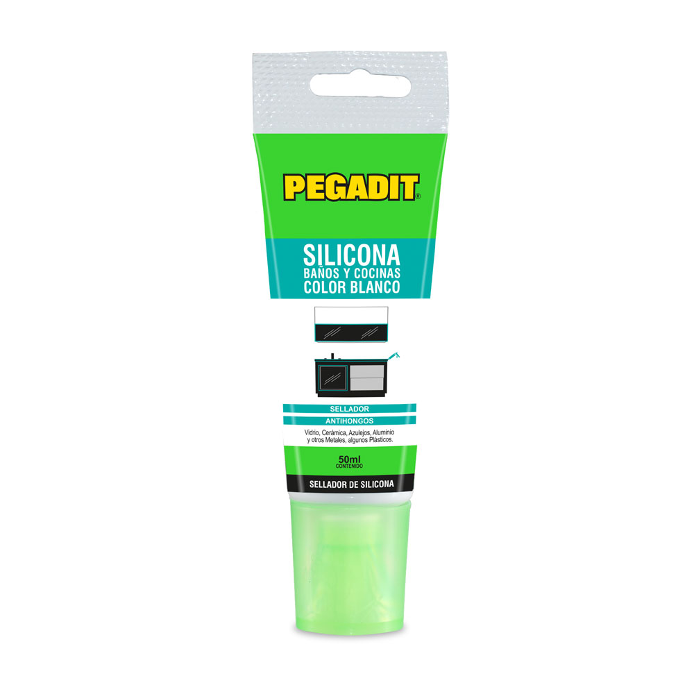 Silicona pegadit 50ML blanca (banos y cocina) (bolsa x 12)