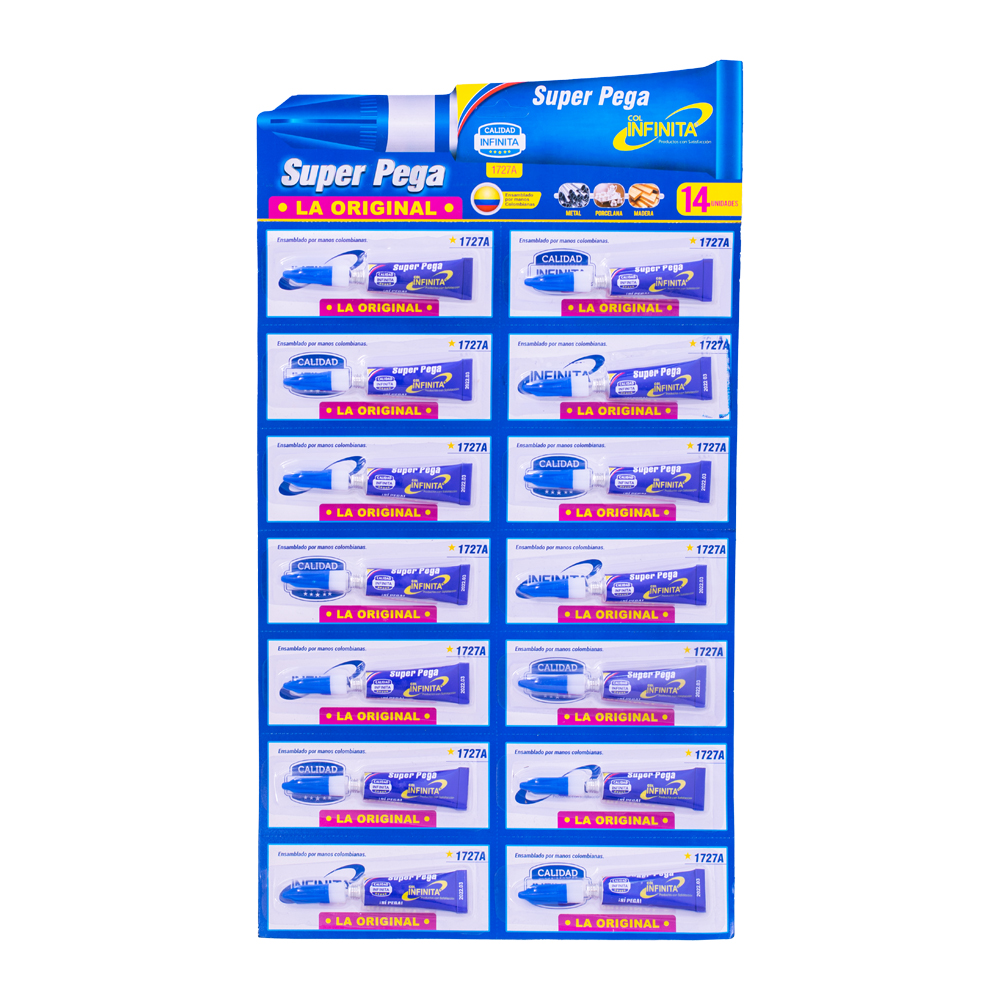 Super pega infinita carton x 14 pcs (5 grs) 1727A