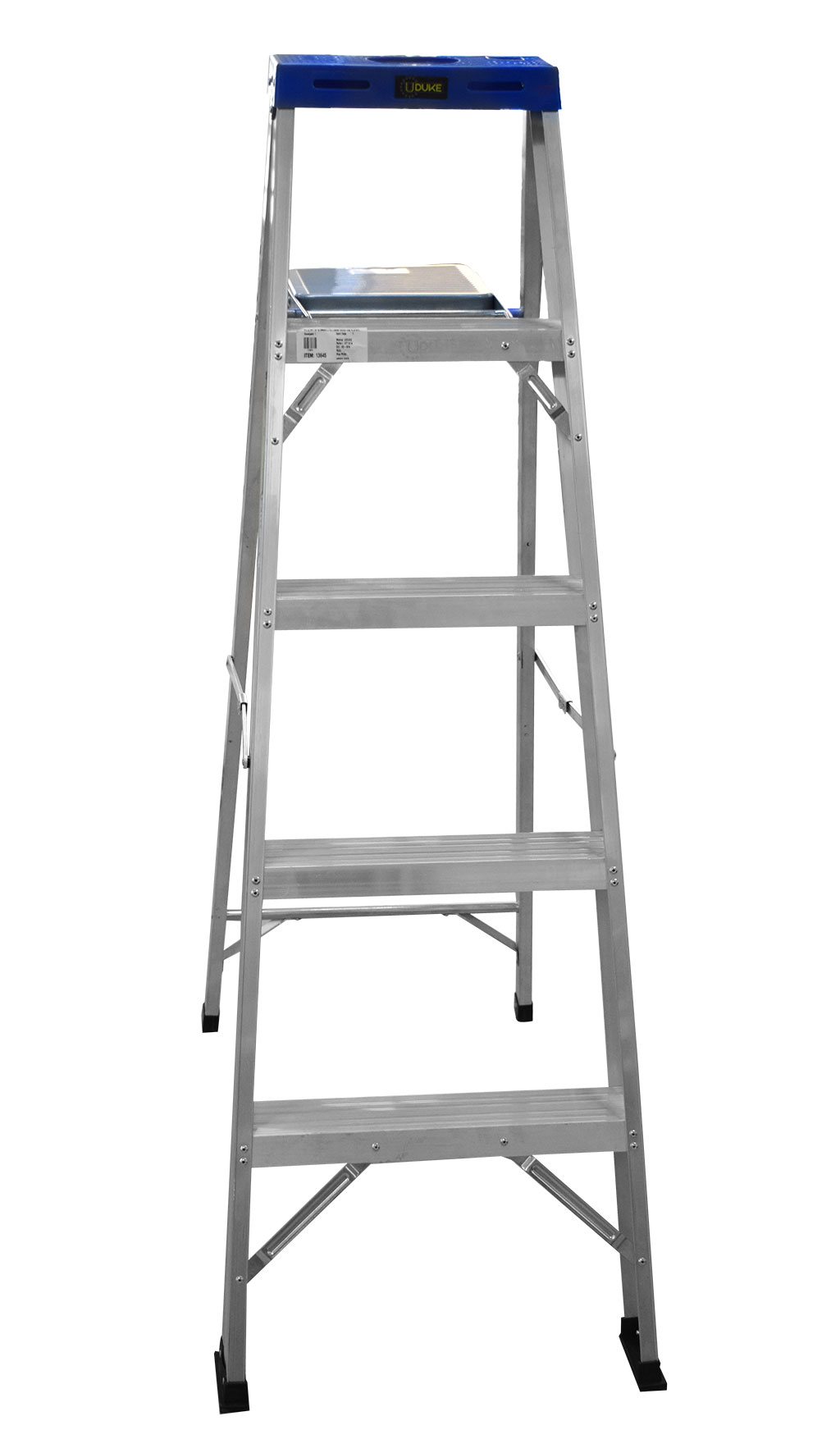 Escalera de aluminio 4 peldanos cap 150 kilos uso industrial uduke con plataforma 140 cms (HT1314)