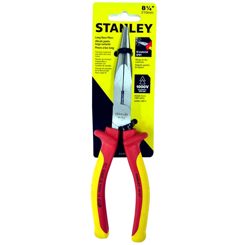Pinza stanley larga electricista 8 1/4 (84-007) 1000 v